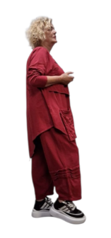 Tuniek asymmetrisch rood tweelaags