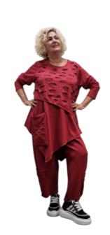 Tuniek asymmetrisch rood tweelaags