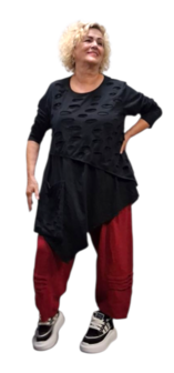 Tuniek asymmetrisch zwart  2-laags