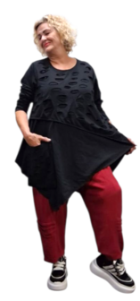 Tuniek asymmetrisch zwart  2-laags