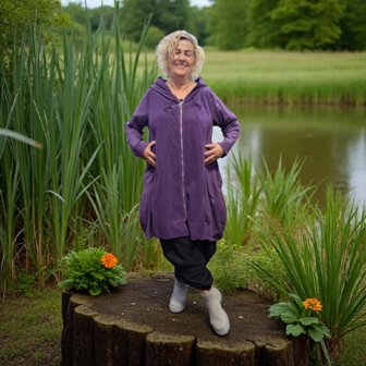 Vest/jas purple met capuchon bestaande uit 2 soorten katoen