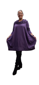 Tuniek -jurk - A-lijn purple met aparte kol en zoom