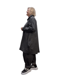 Tuniek antraciet met grote kolkraag stonewashed