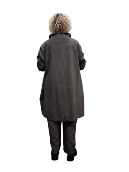 Tuniek antraciet met grote kolkraag stonewashed