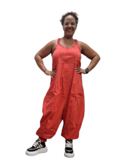 Kekoo tuinbroek &#039;Isara&#039; rood stretch parachutestof