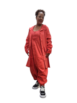 Kekoo parkablouse  &#039;Isara&#039; rood stretch parachutestof