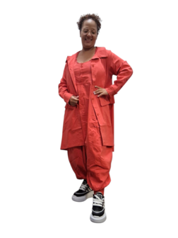 Kekoo parkablouse  &#039;Isara&#039; rood stretch parachutestof