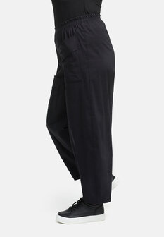 Wijde broek met stretch &#039;Isara &#039;zwart