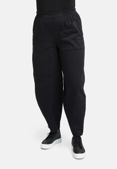 Wijde broek met stretch &#039;Isara &#039;zwart