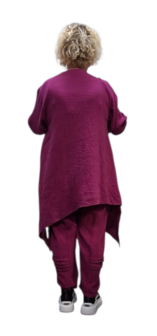 Tuniek mousseline stof asymmetrisch paars tweelaags