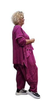 Tuniek mousseline stof asymmetrisch paars tweelaags