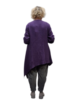 Tuniek mousseline stof asymmetrisch purple tweelaags