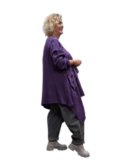 Tuniek mousseline stof asymmetrisch purple tweelaags