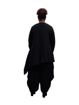Tuniek mousseline stof asymmetrisch zwart tweelaags