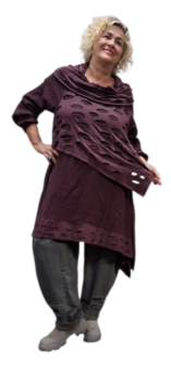 Aparte-tuniek aubergine gedeeltelijke tweelaags mousseline stof 