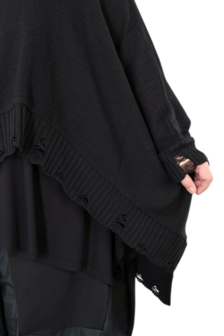 Ruim vallend vest Bella zwart met grote rits
