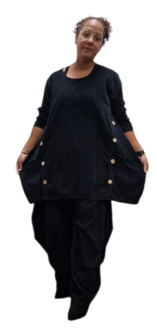Leuke tuniek met knopen zwart corduroy
