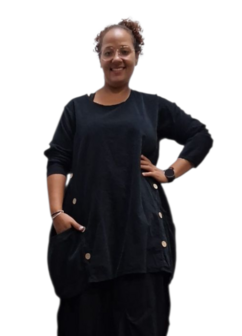 Leuke tuniek met knopen zwart corduroy