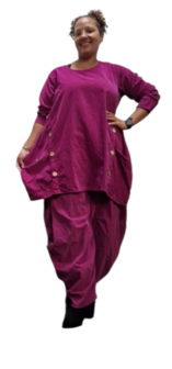 Leuke tuniek met knopen paars corduroy