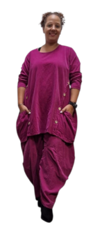 Leuke tuniek met knopen paars corduroy
