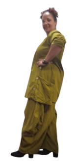 Leuke tuniek met knopen groen corduroy