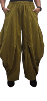 Ruime ballonbroek groen corduroy