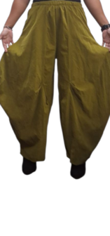 Ruime ballonbroek groen corduroy