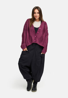 Gebreid kort vest `Cotona` bordeaux