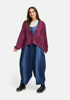 Gebreid kort vest `Cotona` bordeaux