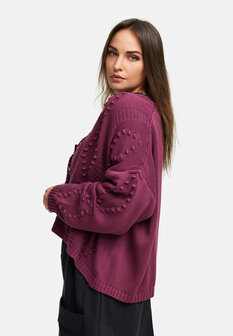 Gebreid kort vest `Cotona` bordeaux