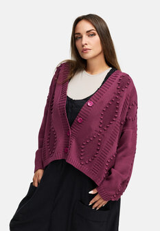 Gebreid kort vest `Cotona` bordeaux