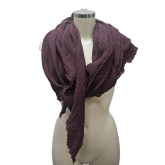 Omslagdoek grote sjaal aubergine mousseline stof