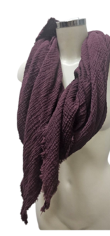 Omslagdoek grote sjaal aubergine mousseline stof