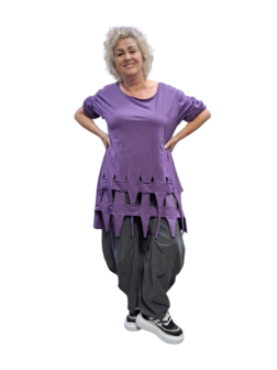 Tuniek purple met slierten en gaten