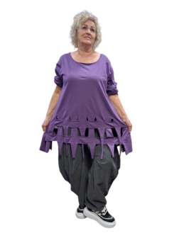 Tuniek purple met slierten en gaten
