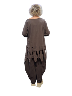 Tuniek bruin met slierten en gaten