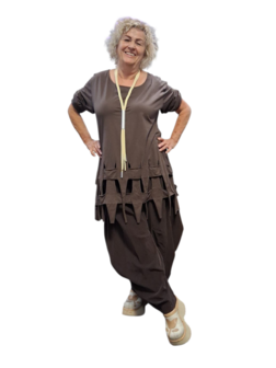 Tuniek bruin met slierten en gaten