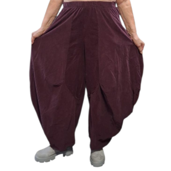 Ruime ballonbroek  aubergine corduroy