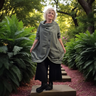 Tussen ballonjas groen met watervalhals