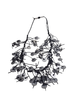 Lange fantasie ketting zilveren rondjes