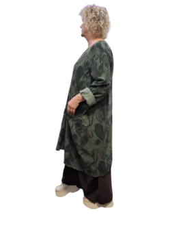 Jurk / lange tuniek groen met print corduroy