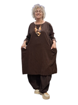 Jurk / lange tuniek bruin corduroy