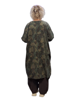 Jurk / lange tuniek groen met print corduroy