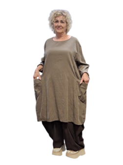 Jurk / lange tuniek taupe corduroy