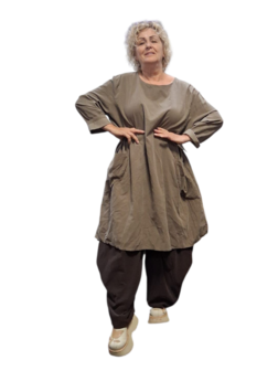 Jurk / lange tuniek taupe corduroy