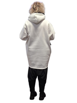 Sweater met capuchon wit zwart 