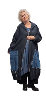 Tussenjas  / vest denim `met capuchon