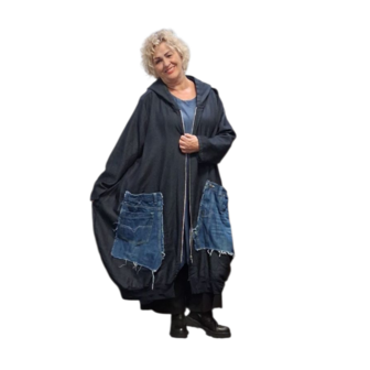 Tussenjas  / vest denim `met capuchon