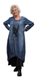 Leuke donkerblauwe denimjurk met steekzakken, stonewashed
