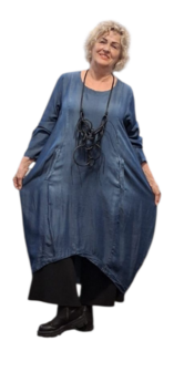 Leuke donkerblauwe denimjurk met steekzakken, stonewashed